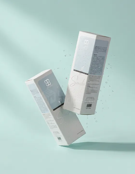 Custom printed box with cosmetic products inside